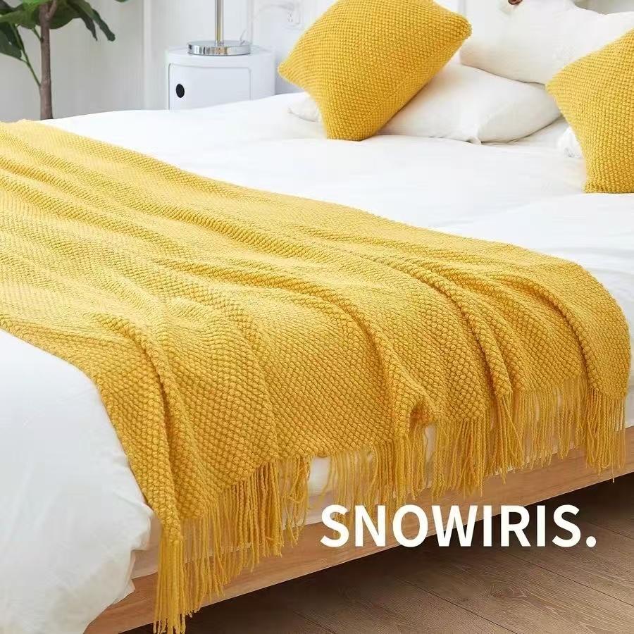 Blankets Nordic Style Hanging Tassels Solid Color Blankets Homestay Knitted Blankets Brown Coffee Sofa Minimalist Design