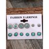 Vintage Western Style Turquoise Inlay Earrings, 6 Pairs/Set In Various Styles