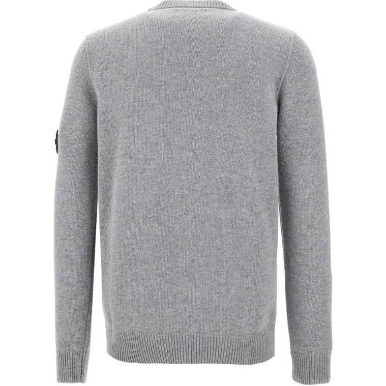 STONE ISLAND Lambs Wool Crewneck Melange Grey Unisex Tops 8115508A3-V0M64