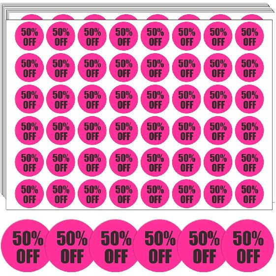 Percent Off Sticker 10 to 60 Sale Sticker for Retail Store 0.87 Inch(7/8 Inch) Circle Price Marker Tag Adhesive Labels Sale 6 Colored - 1240 PCS