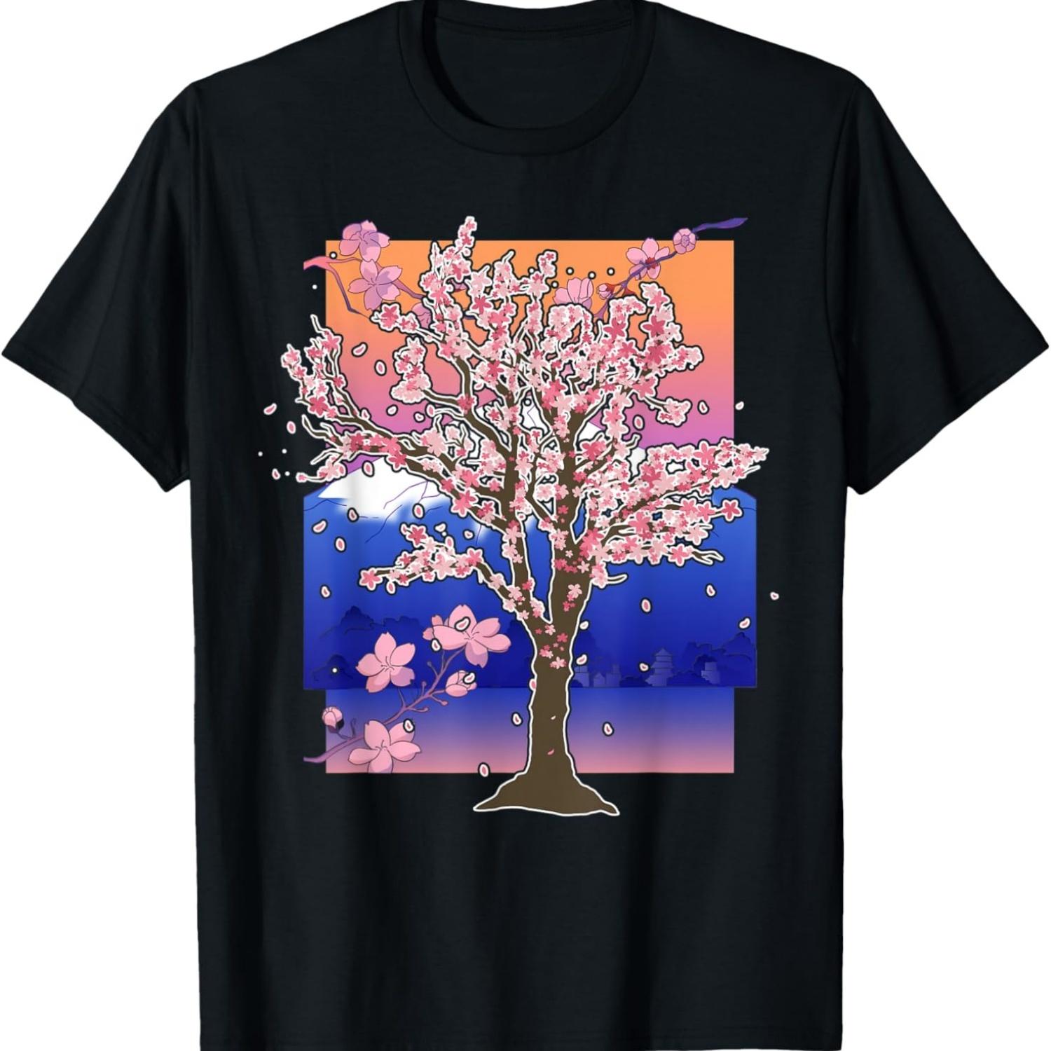 Горная Розовая Сакура Красивый Цветок Цветение Вишни Футболка S чёрный