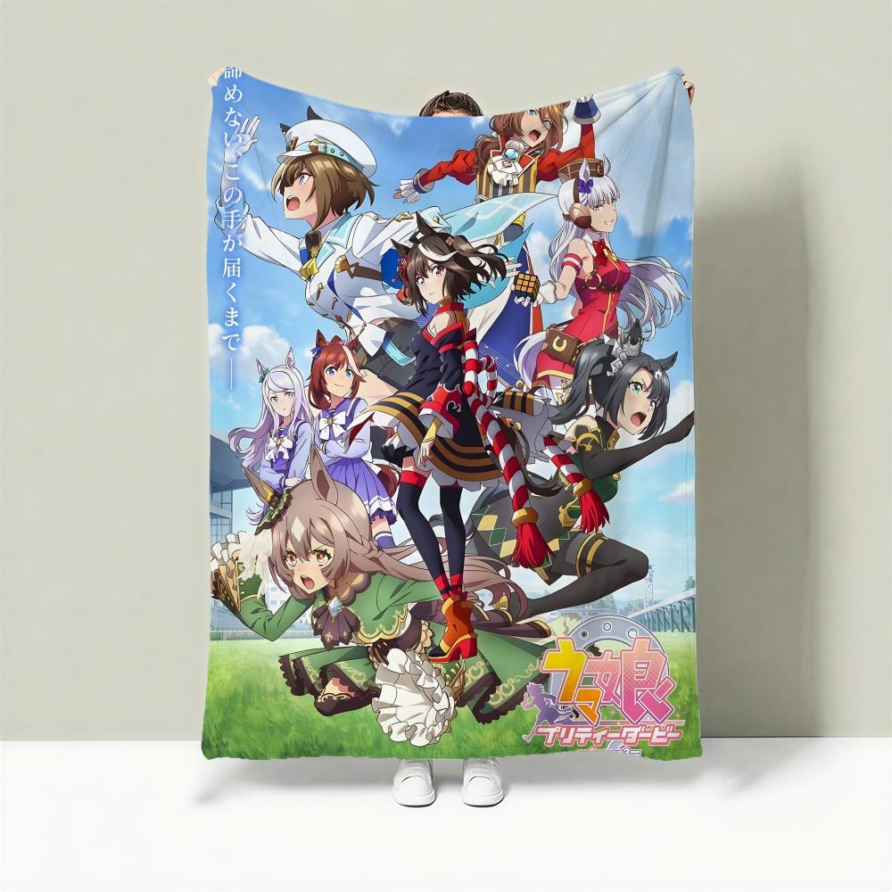 Anime U-Uma Musume Pretty Derby Throw Lightweight 240g Flannel Blanket Soft Skin-friendly for Summer Cooling 75X95CM