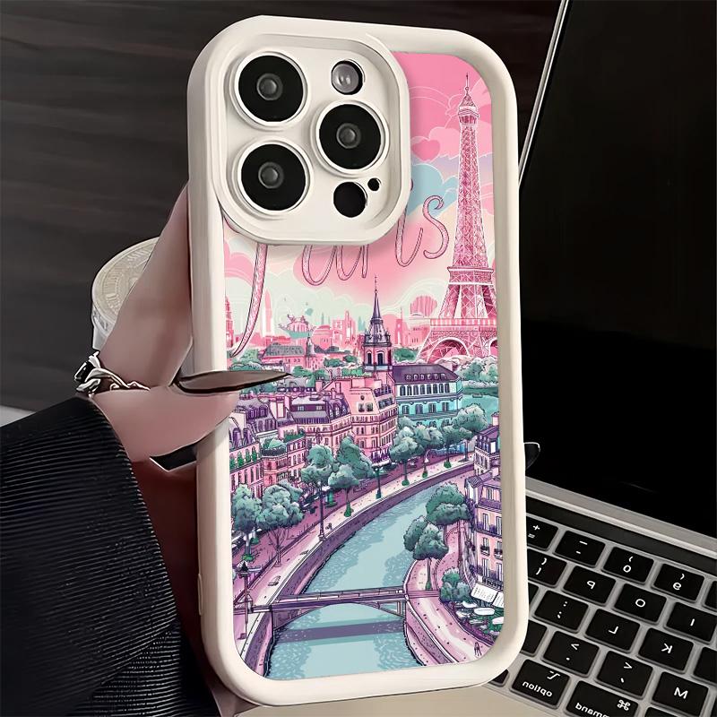 Phone Case for iPhone 17 Air 16E 15 16 Pro Max France Eiffel Tower Paris Cover 14 Plus 13 12 Mini Soft Shell Silicone Fundas