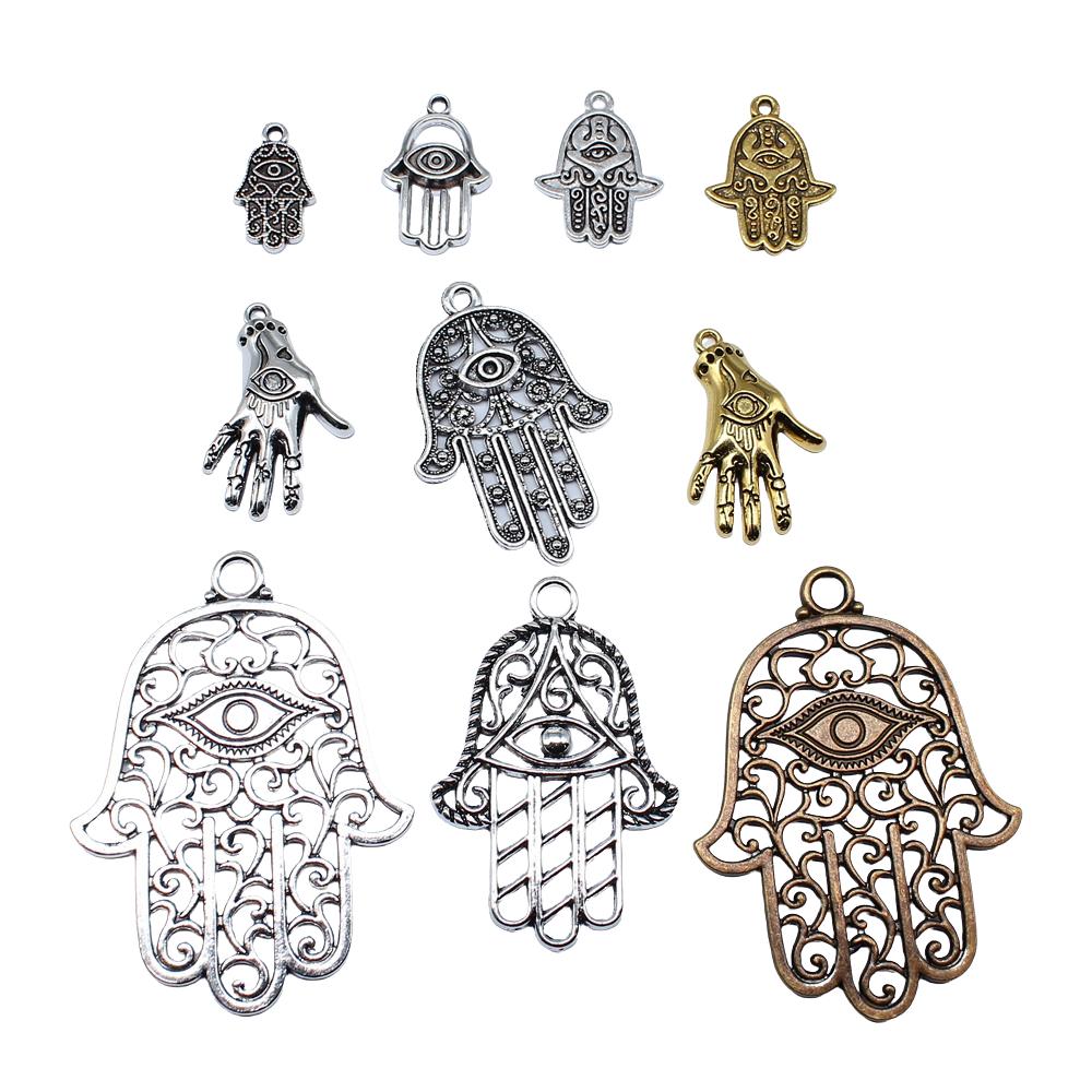10pcs Eye Hand Charms Hamsa Hand Charm Pendant For Jewelry Making DIY Crafts Making Findings