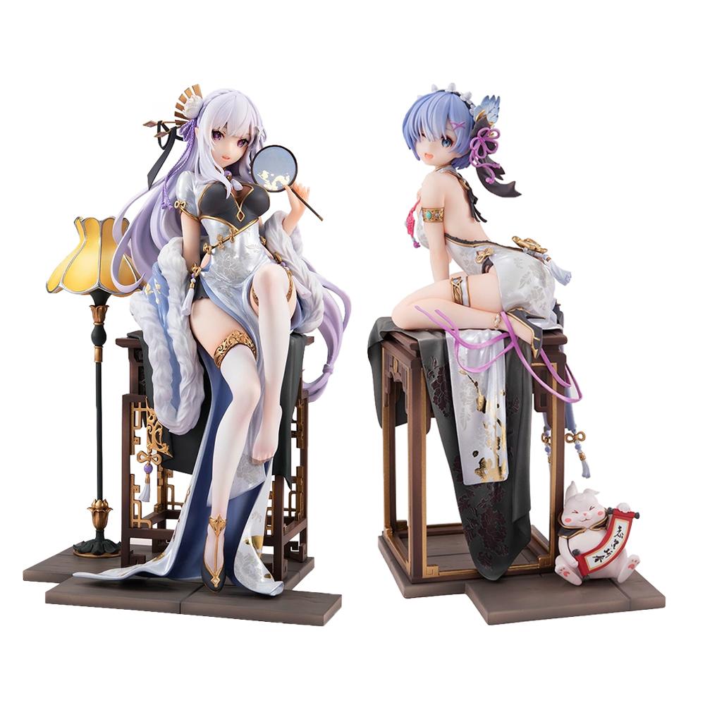 Anime Remu Emilia figure Remu Emilia action figures Cheongsam Remu Emilia figurine Doll PVC Model Toys Collection Statue Gifts