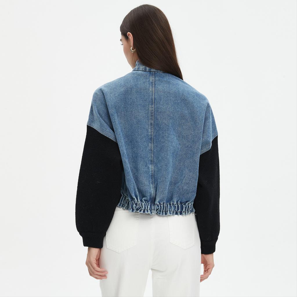 DIMANAF 2025 Autumn New Women Short Jacket Zipper Sweaters Coat Patchwork Coat Knitting Pockets Sweater