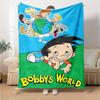 Bobby'S World Family Cartoon Flannel Blanket Super Soft Warm Cozy Blanket for Sofa Bed Office Travel All‑Season Home Decor Gift