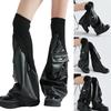  calentadores de piernas de cuero PU Harajuku calcetines largos góticos punk polainas de manga de pierna acampanada puños de invierno góticos calcetines de tobillo