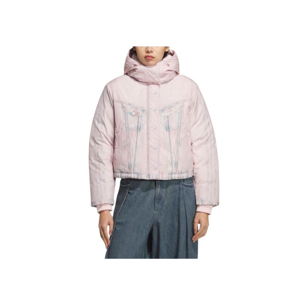 Adidas Originals FW25 FK Denim Crop Warm Sports Zip Long Sleeve Down Jacket Women Jackets KC2635