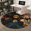 Halloween Horror Icons,Movie Monsters Chair Mat Round Rug Office Carpet, Machine Washable, Non Slip, Suitable for Living Rooms, Bedrooms