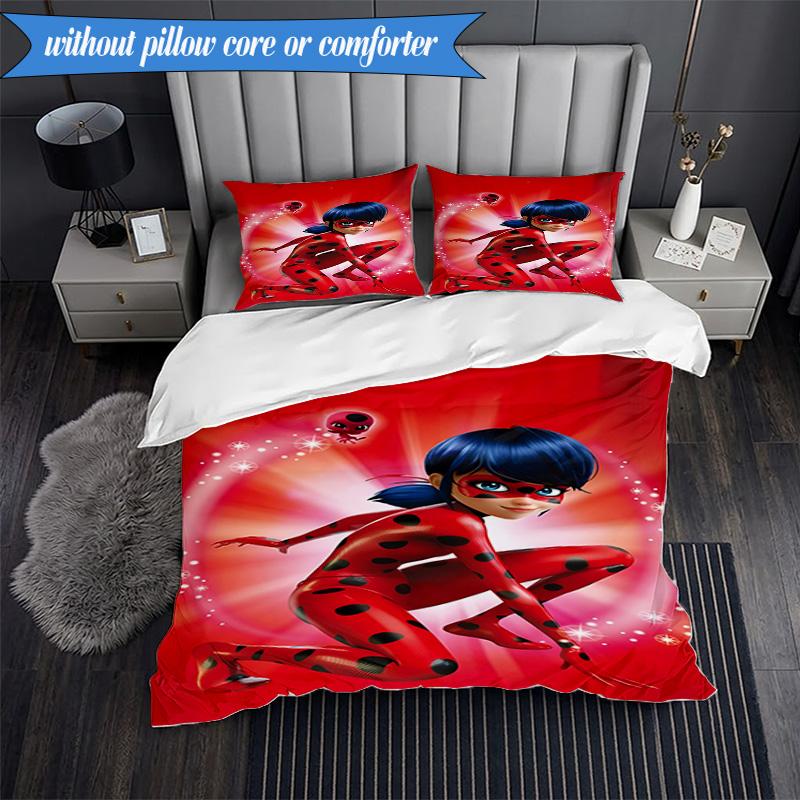 3PCS Miraculous Adventures Bedding Set,Including 1pc Duvet Cover And 2pcs Pillowcases Perfect for Bedroom, Dormitory, Fan Christmas gift