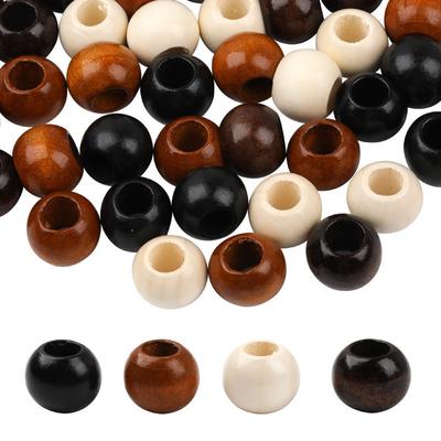 100 Stück 5 mm Ahornholzperlen mit großem Loch für DIY-Schmuckverpackungen, Bekleidungszubehör, Basteln mit Kordelzugbeutel