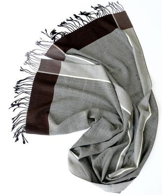 Autumn and Winter Herringbone Pattern Business Men's Wool Scarf Gray Brown Two-color Warm Cashmere Scarf