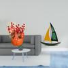 Artificial Flower Bonsai And Iron Sailboat Sculpture Tabletop Ornament for Chinese Year Spring