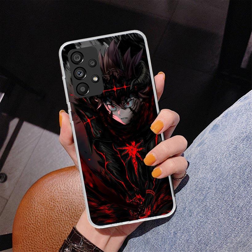 Black C-Clovers Anime Phone Case For Samsung Galaxy A52 A32 A22 A12 A51 A31 A50S A30S A20S A10S Note 20 Ultra 10 Plus S10 A72 A7
