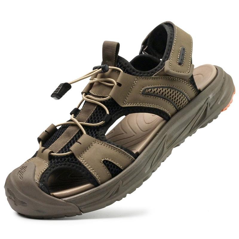 Large Size Shoes Summer New Outdoor Bag Head Sandals Men's Shoes, Leather Beach Shoes Men's Non-slip Walking Shoes