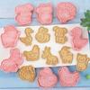 16Pcs Cute Farm Animals Pattern Cookie Cutters Set Cartoon Pressable Biscuits Mold Plastic Cookie Stamps DIY Baking Tool