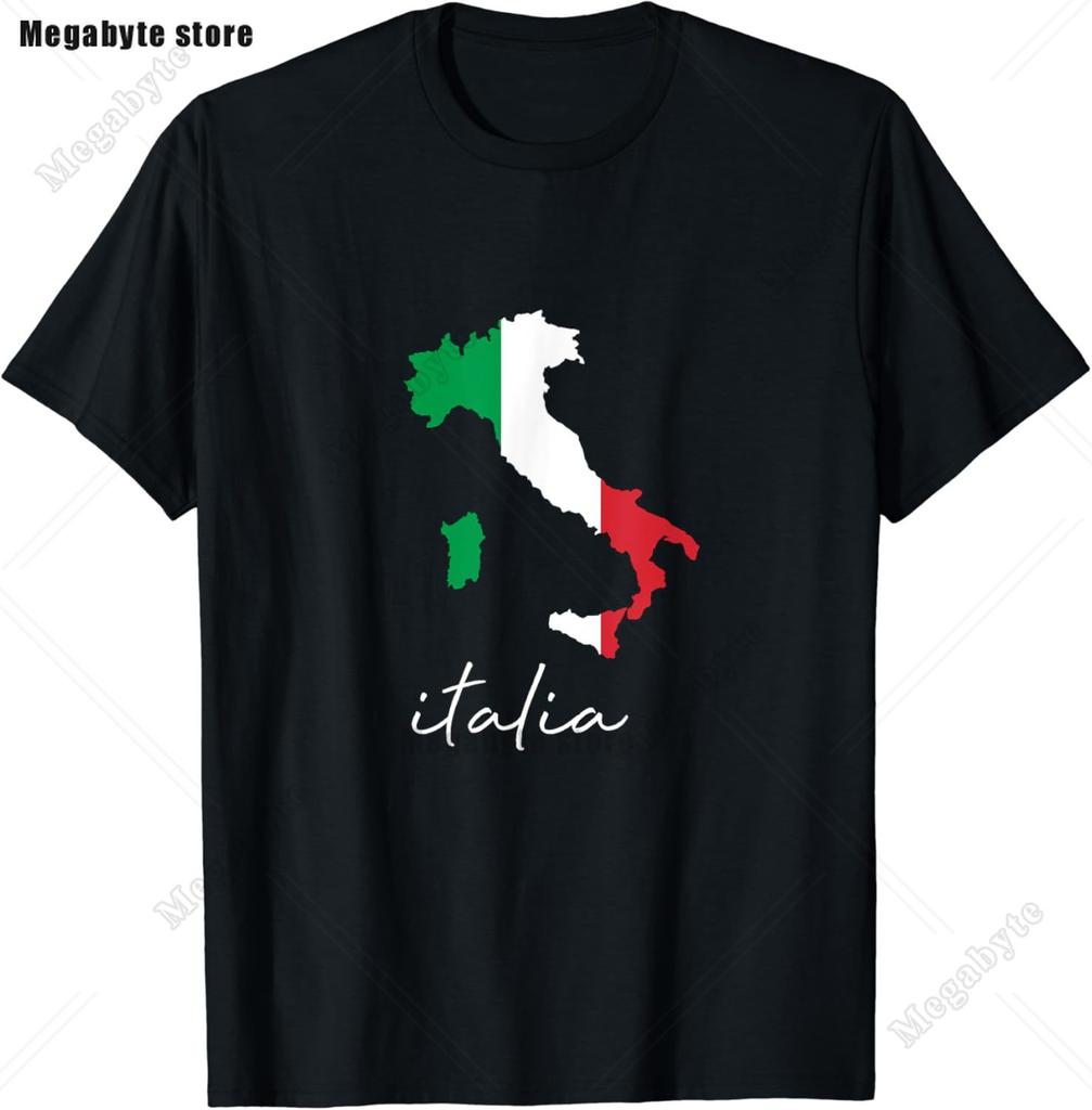 Italia TShirt Italy Flag Coat of Arms Tee Shirt Repubblica Italiana Italian Heritage Vintage T Shirt Guys Streetwear Crew Neck
