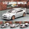 1/32 Subaru Impreza WRX 22B STI Toy Car Model Diecast Metal Vehicle Miniature Sound & Light Pull Back Collection Gift Kid