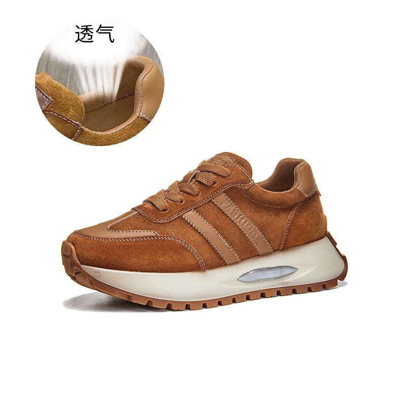 Genuine leather Forrest Gump shoes women's 2025 spring new retro dad shoes women's platform casual sports shoes women's versatile women's shoes