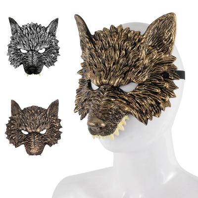 1PC Half Face 3D Animal Mask Cosplay Wolf Head Mask Realistic Costume Accessories Props Werewolf Mask PU Foam