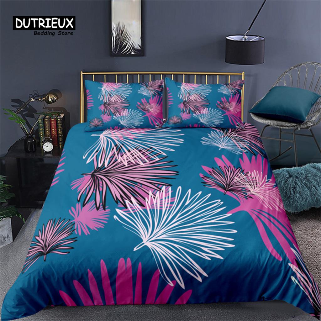 Comforter Soft Palm Leaves Comforter Microfiber Tropical Botanical Leaves Bedding Set Double Monstera Leaf Floral Print