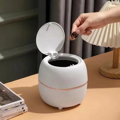 Mini Creative Desktop Trash Desk Light Luxury Pop-up Lid Storage Bucket Kitchen Bedroom Make Up Desktop  Rubbish Storage Bucke