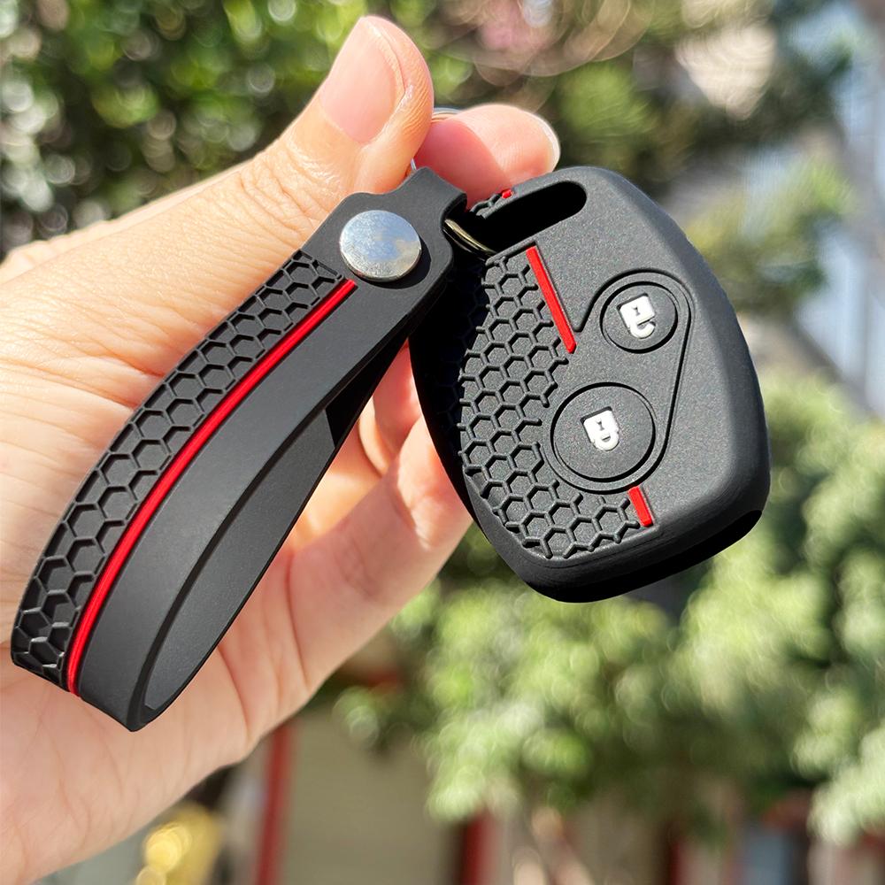 Key Fob Case Keychain For Honda Civic 4D Jazz Gr8 CR-V SRV FRV Fit CSX Chord 7 Accord Emblem Extra Screw Silicone Protection