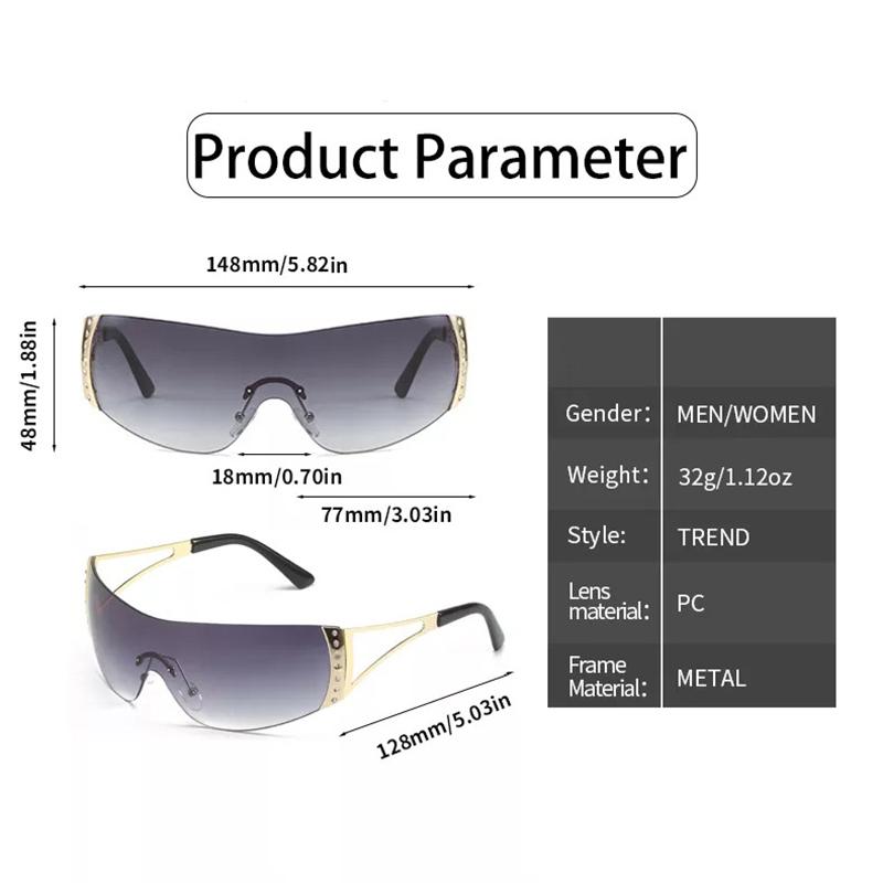 One Piece Rimless y2k Sunglasses Women For Men Fashion Vintage Luxury Brand Designer Sun Glasses Trendy Punk Sport Shades UV400