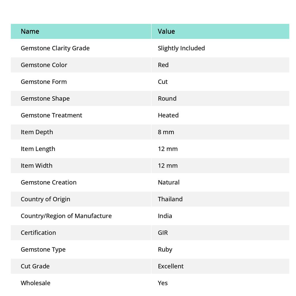 Natural Bloody Red Ruby Round Diamond Cut 9.00 Ct CERTIFIED Loose Gemstone A-12784268