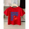 European sizes Summer Beach Vacation "Crab" Letter/Cartoon Print, Girls' Clothing Short Sleeve T-Shirt, Suitable for Summer Season Cool And Breathable