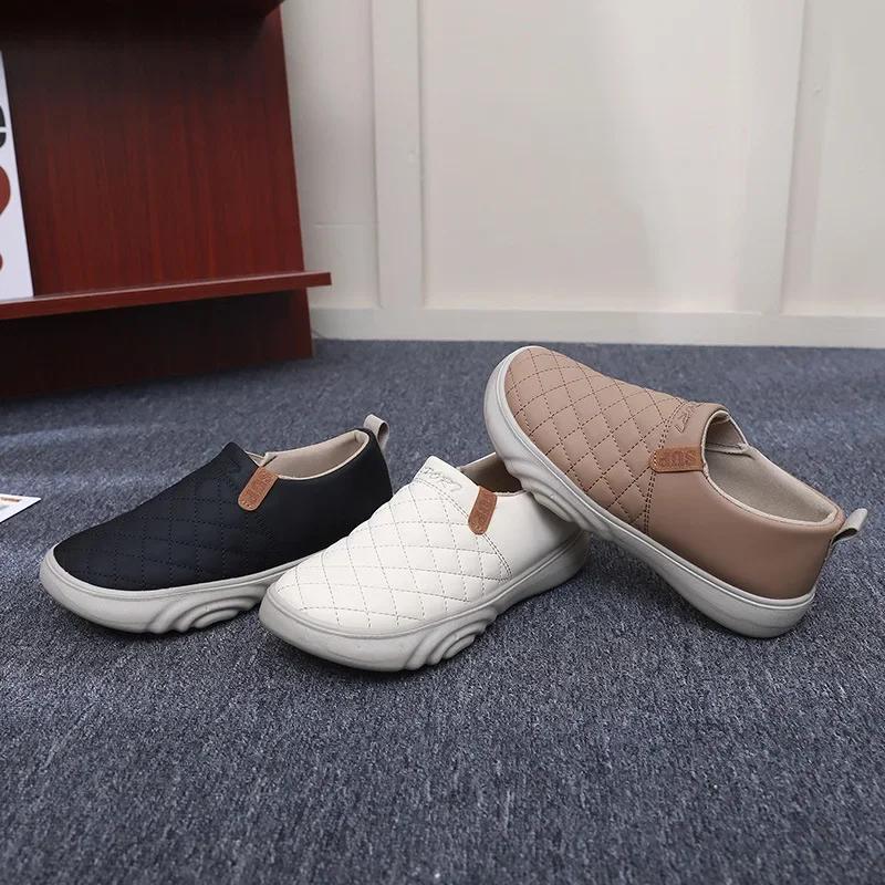 Women Lightweight Soft Sole Casual Sneakers Autumn Thick Leather Fashion Walking Shoes Woman Comfortable Non-slip Flats Loafers