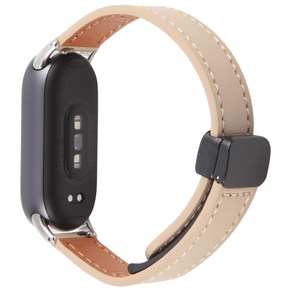Für Xiaomi Smart Band 9/8 Faltbares Magnetisches Schwarzes Schnallen Mikrofaserleder Uhrenarmband