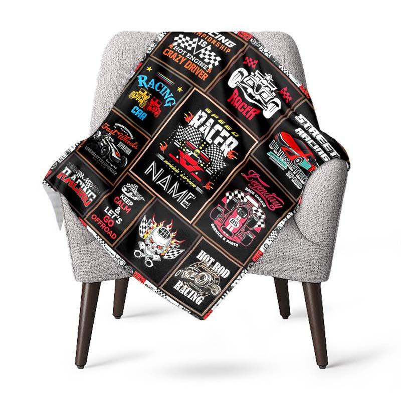 Racing Customize Your Name Blanket Used For Chair Office Sofa Bed Camping Soft And Warm Giving Friends And Relatives Birthday Graduation Gift