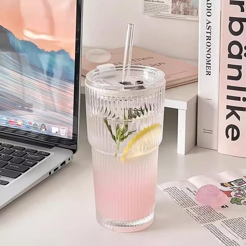 Minimalist Ribbed Glass Drinking Cup