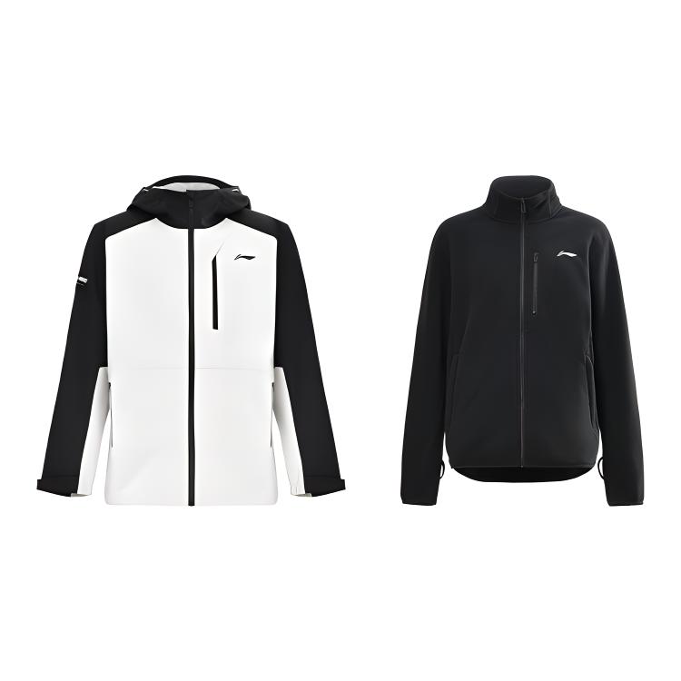 

Серия для настольного тенниса Li Ning Ветрозащитный Водонепроницаемый Уличный Флисовый Теплый Внутренний Жакет Костюм из двух частей Повседневный Спортивный Комплект Унисекс верхняя одежда AFDUC59-3+AENU001-1 M