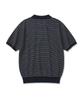 CUZNELLO Cool Cotton Striped Polo Short Sleeve Knit_Navy