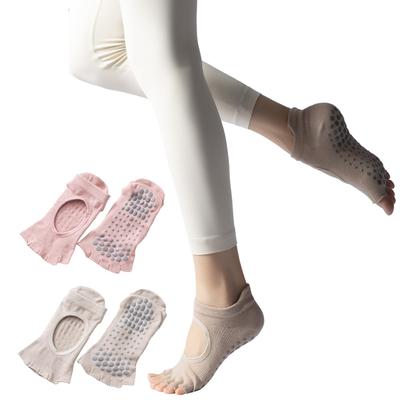 GOKEI Yoga Supervised by a Pilates Two Grip Open Toe Cheek Women's Five-Toe Socks, Instructor, Pairs, Non-Slip, Antibacterial, Odor-Resistant, Socks,