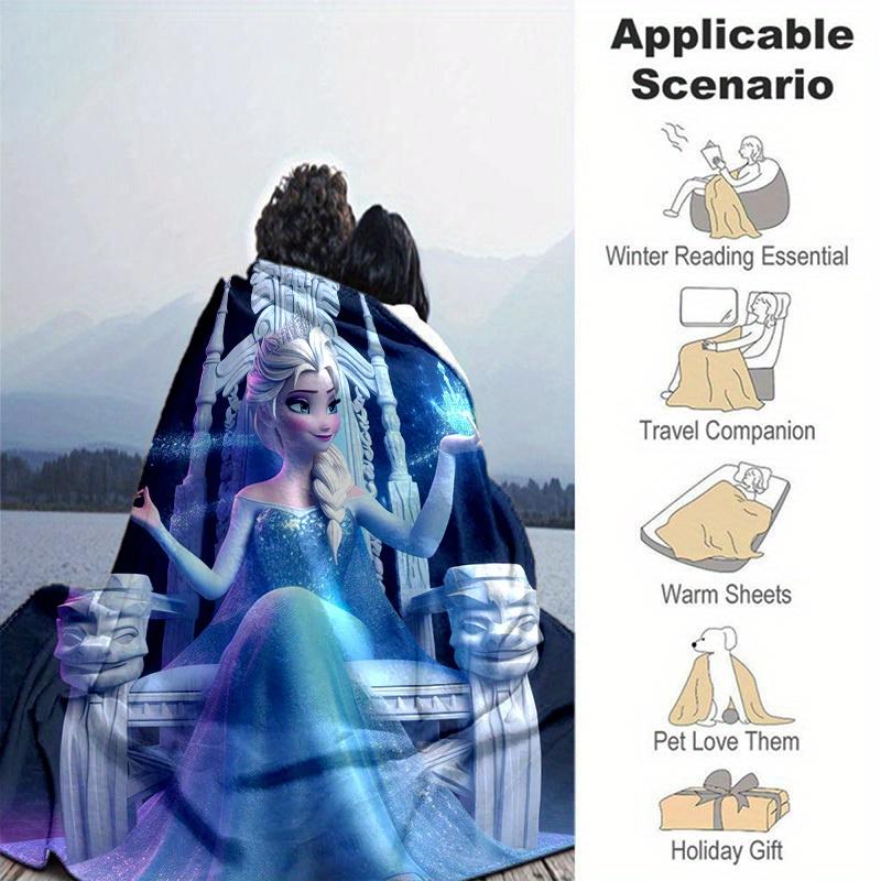1pc, Elsa Queen of Ice Crystal Magic Home Decorative Throw Blanket Perfect for Couch, Bed, Travel, Camping, Car, Beach, Office Nap Gift