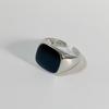 Unisex Black Resin Square Ring, Adjustable & Personalized, Japanese-Korean Style