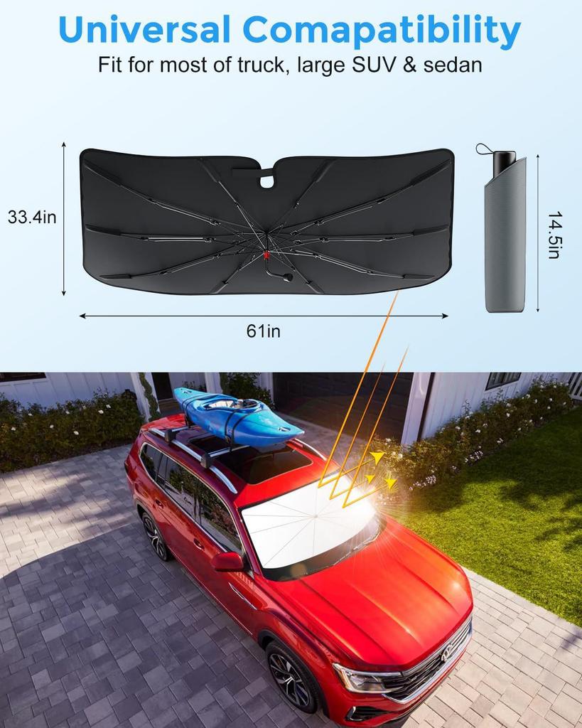 Car Windshield Heat Insulation Sunshade: Full Blackout Summer Sun Protection Umbrella
