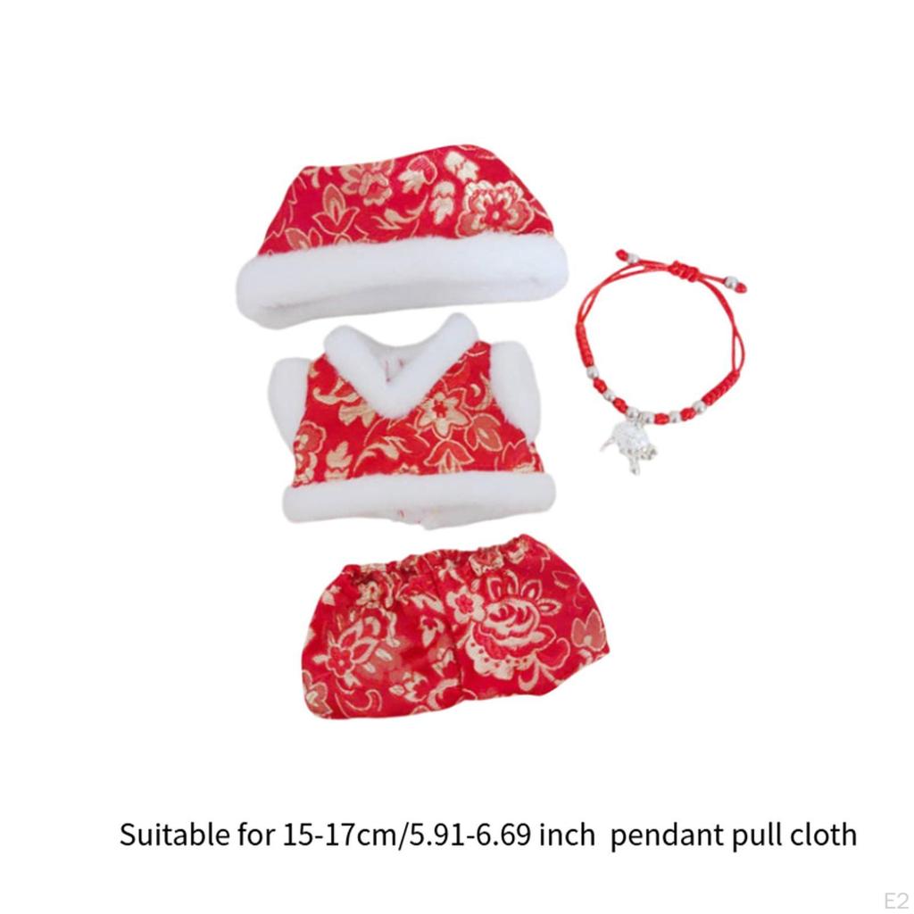 4x Doll Clothes Traditional Chinese Outfit Top, Hat, Pants, Necklace Clothing Suit DIY Toy