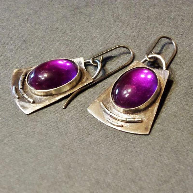 Luxury Green Zircon Drop Shape Boho Earrings for Women Fashion Engagement Zircon Long Purple Stone Dangle Earrings