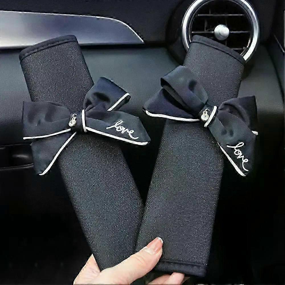 Universal Car Seat Belt Shoulder Cover Cute Four Seasons Car Bow Car Interior Decoration Safety Belt Car Accessories Hwy