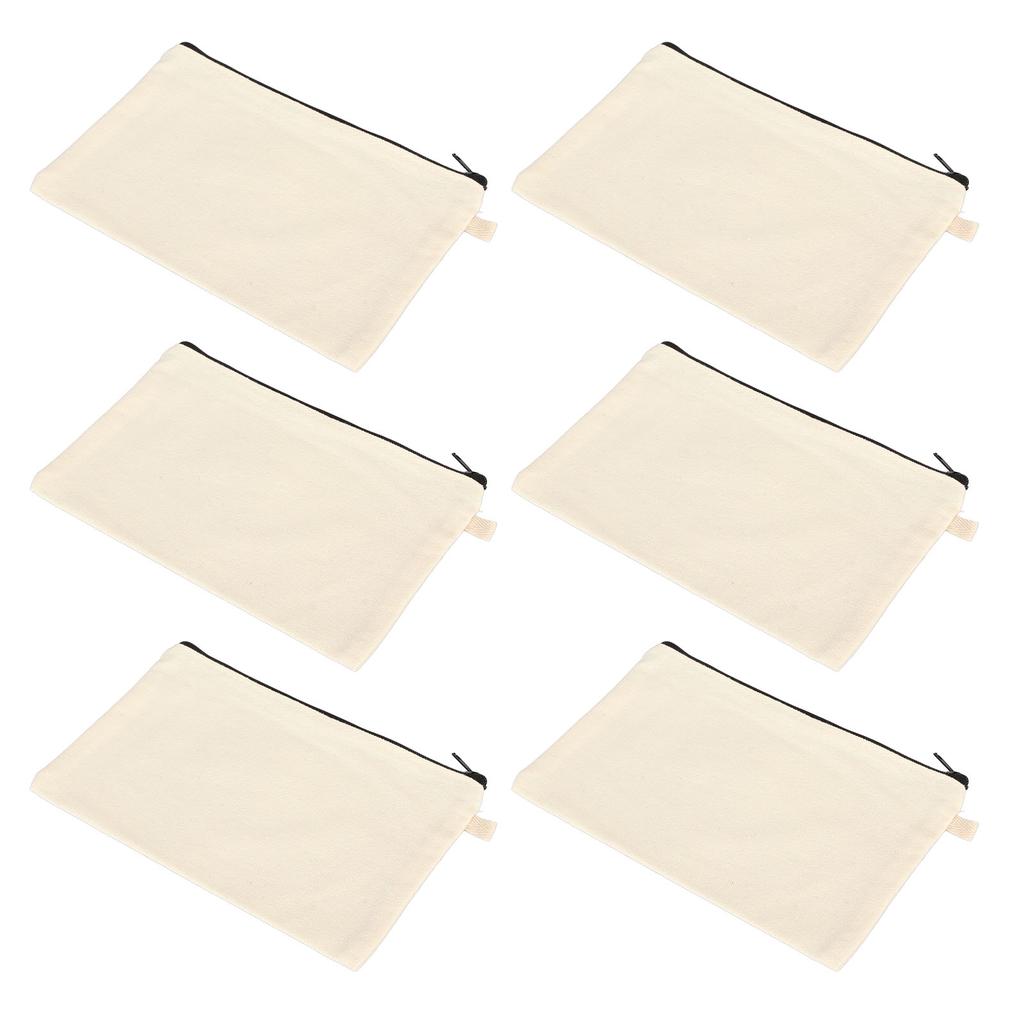 10PCS Canvas Cosmetic Bag with Black Lanyard Portable Multipurpose Blank DIY Craft Bag for Travel