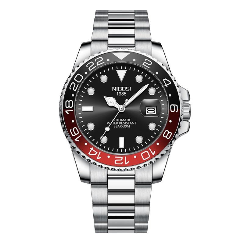 NIBOSI Luxury Mens Watches Stainless Steel Date Military Fashion Luminous Waterproof Quartz Wristwatches