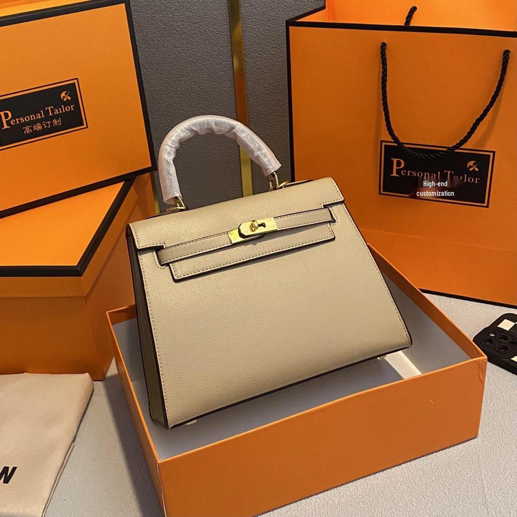 Bolso Kelly Color Caramelo: Bolso de Mano de Moda Europeo y Americano para Mujer, Bolso de Hombro Único o Cruzado de Gama Alta