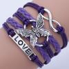 Unisex Retro Multicolor Butterfly Leather Infinity Bracelet