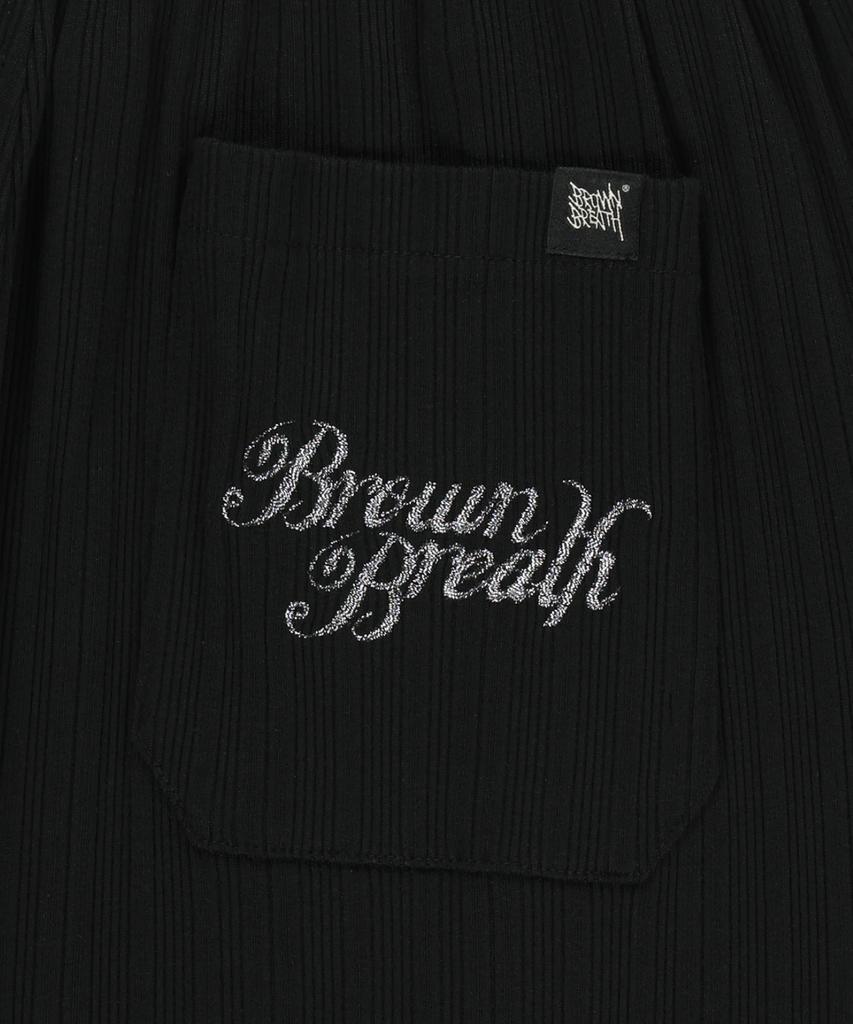 BROWNBREATH W Rib Mixed Pants - Black