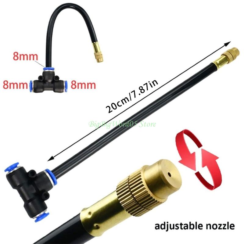 24TE Outdoor Misting Cooling System Bending Water Air Misting Nozzle Sprays Garden Flower